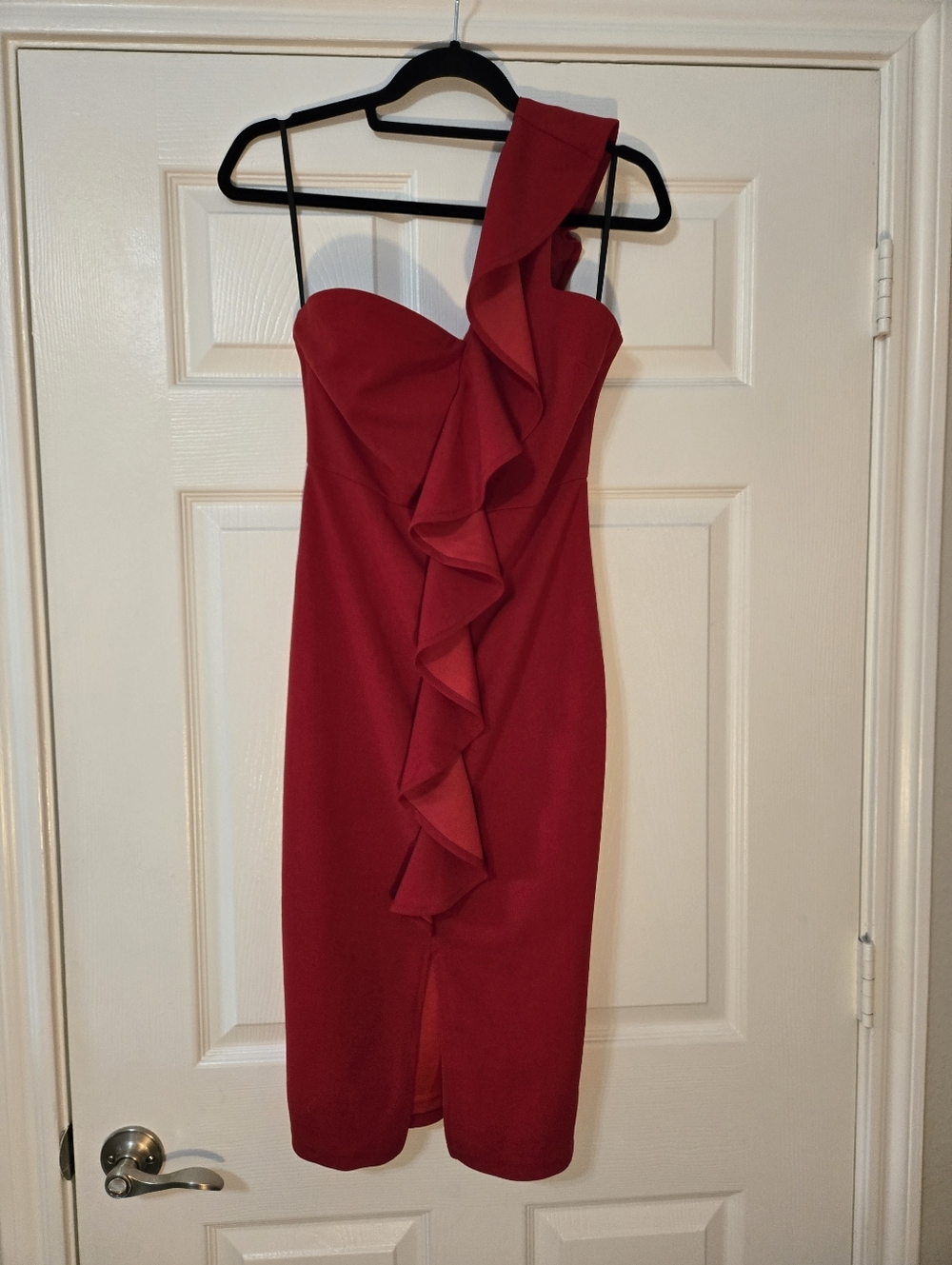 Scarlet One-Shoulder Ruffle Midi Dress